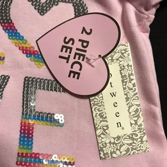 Btween‎ Baby Girls Leggings Fleece Hoodie Outfit Set Sz 24 Months Pink/Silver - Picture 7 of 10